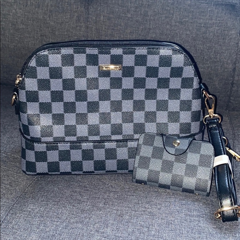 Checkered Crossbody bag and card case